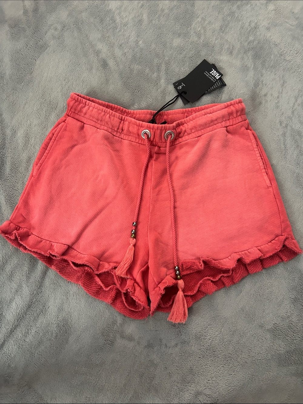 PAIGE Coral Tassel Drawstring Ruffle Hem Women's Shorts